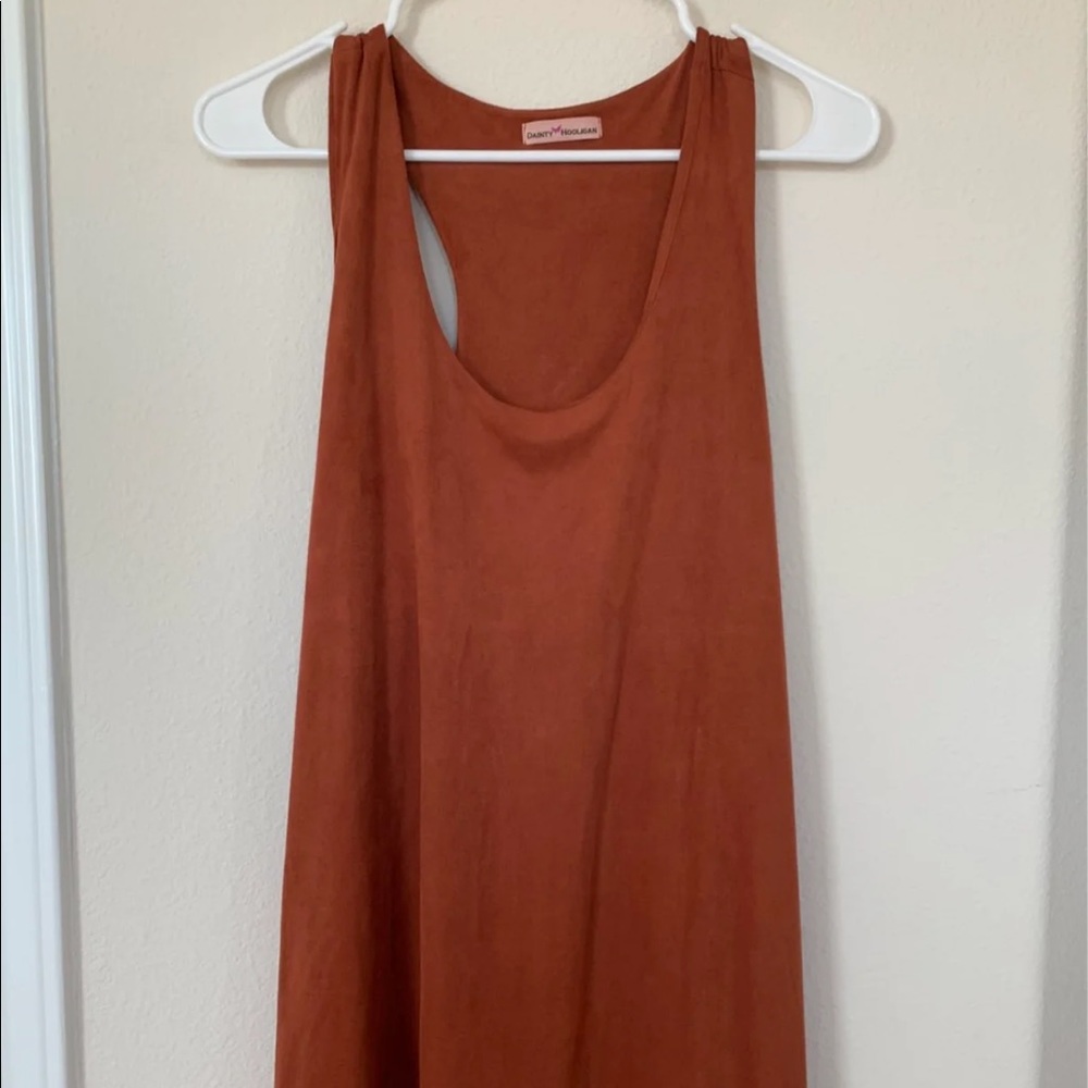 Burnt orange suede dress